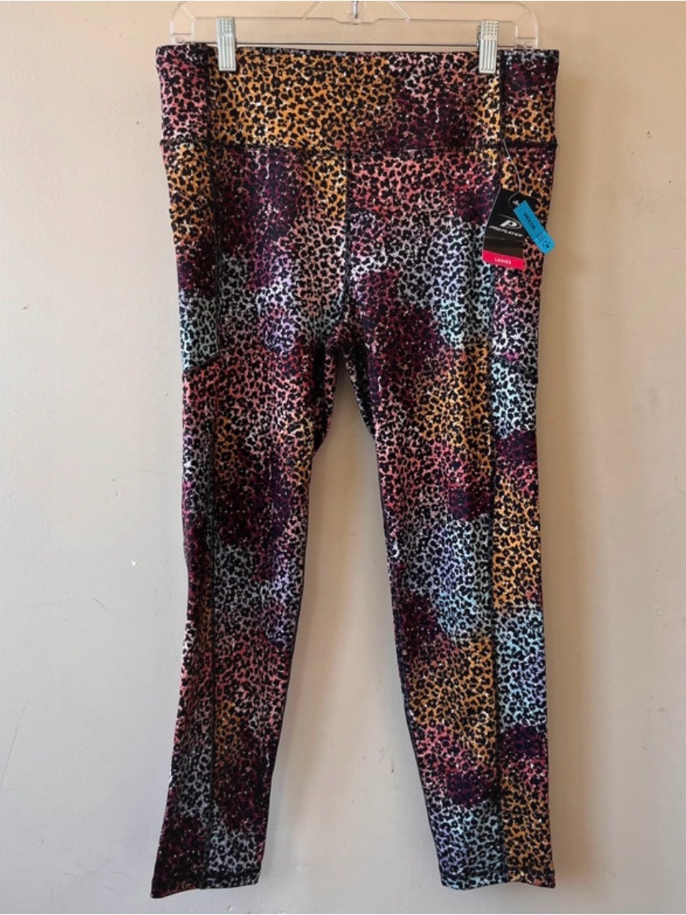 Pro Player Girls Multicolor Leopard Print Leggings - Pink, Yellow, Blue